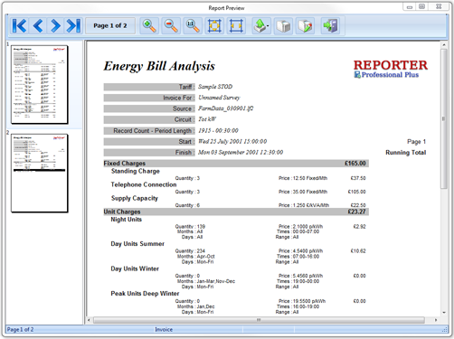 Tariff Analysis: full invoice report.